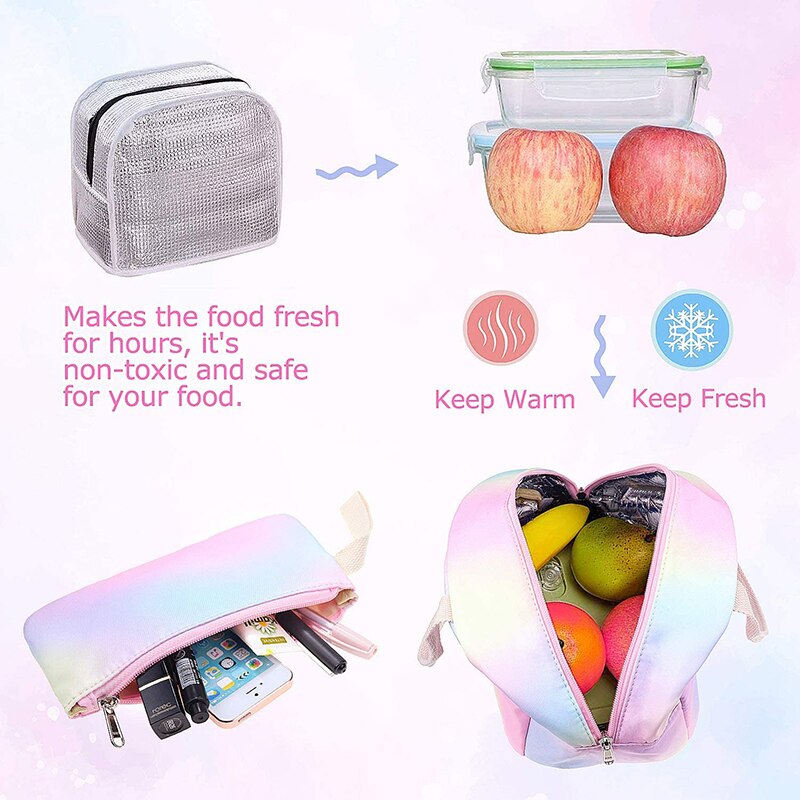 Regenboog Rugzak Set 3-In-1 Kids Schooltas Waterbestendig Laptop Rugzak Lunch Tas Etui voor Tiener Meisjes Womens