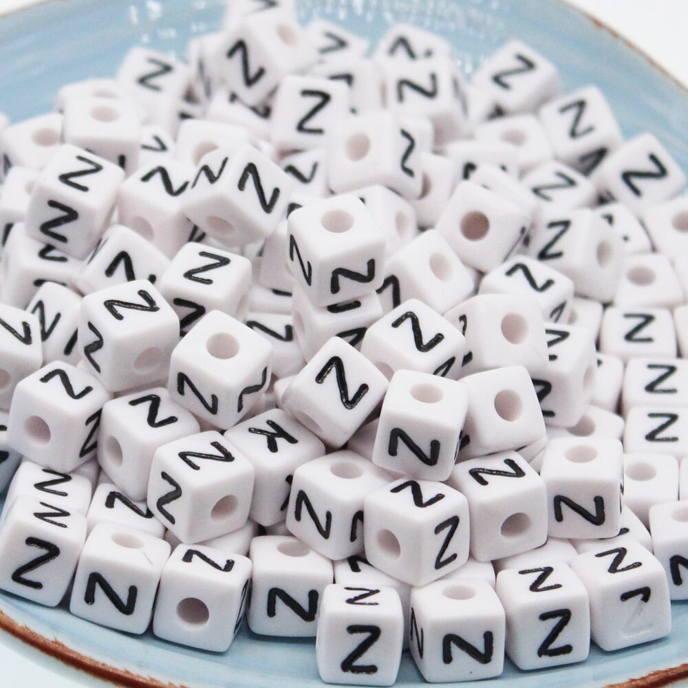 CHONGAI 550 Uds cubo acrílico cuentas con letras un solo alfabeto A-Z pulsera cuadrada blanca fabricación de joyas cuentas 10*10mm