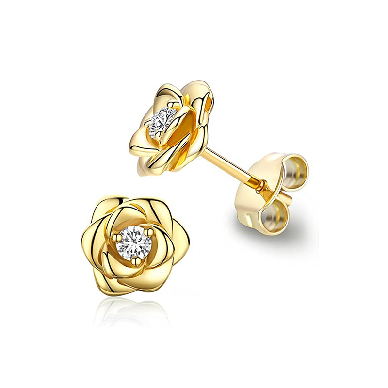 Huitan eternità amore Orecchini orecchio perno piercing colore argento/colore oro Orecchini a forma di cuore per le donne Gioielli da sposa chic: Rhodium d'imitazione placcato