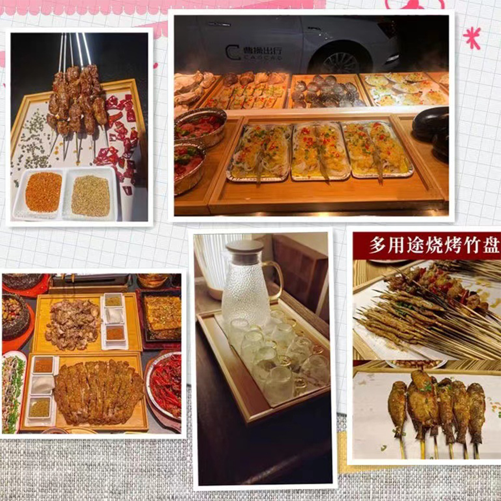 Bandeja para servir Rectangular de madera de bambú, bandejas para tazas de té, vajilla, bandeja de comida, bandeja de almacenamiento para cocina, , barra de té