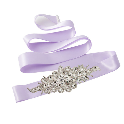 Rhinestone Beaded Women's Belt Wedding Belt Accessories Bride Bridesmaid Bridal Sashes Belts For Evening Party Prom Gown Dress: Lavender