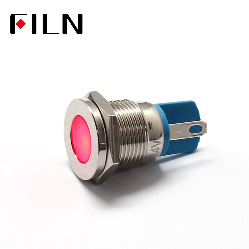 LED Metalen Lampje 12mm Waterdichte Signaal Lamp 12 V Rood Geel Groen Wit Blauw Pilot Seal Lamp