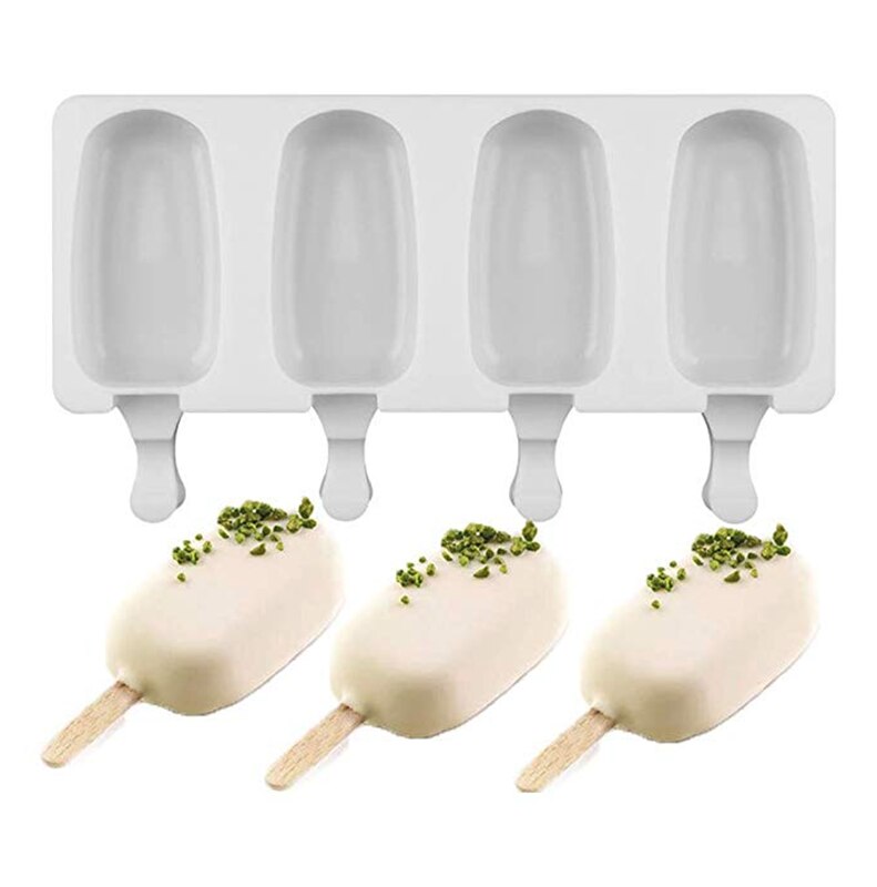 Ice Cube maker 4 Gaatjes Siliconen Vriezer Ijs Mold candy bar Maken Tool Sap Popsicle Mallen Kinderen Pop Lolly lade