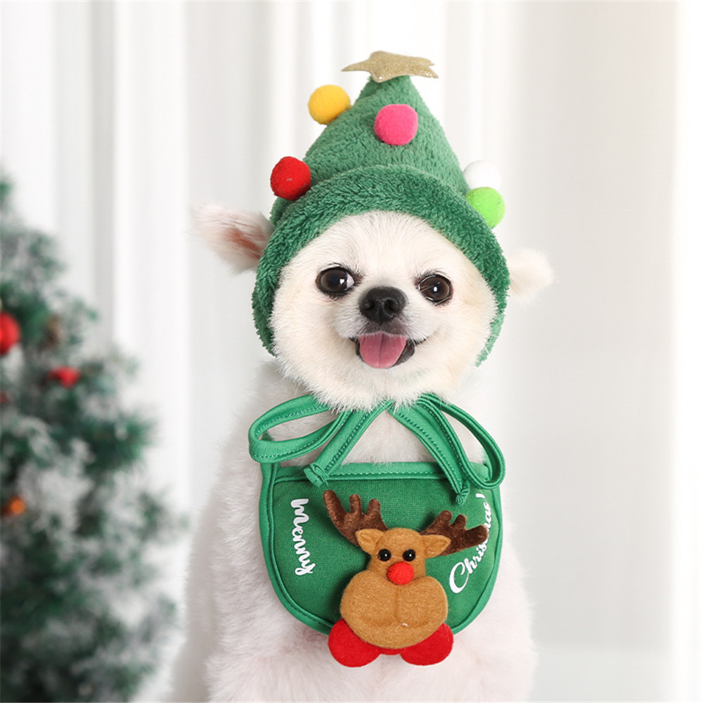 Hund julebandana nissehue hundetørklæde trekant hagesmække tørklæde julekostume outfit til små mellemstore hunde katte kæledyr