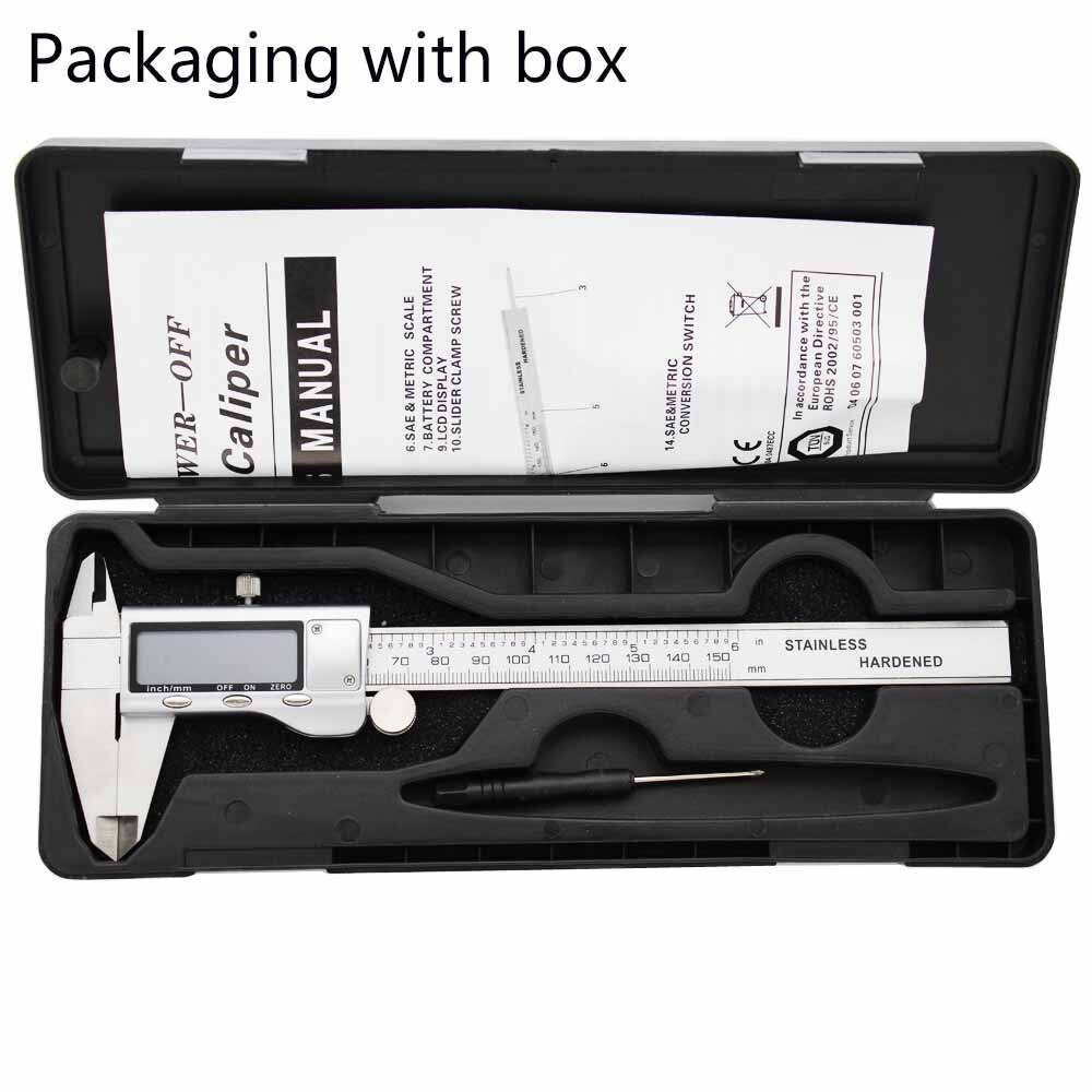 Metal 150mm Stainless Steel Electronic Digital Vernier Caliper Micrometer Measuring Gauge Micrometer 6-Inch Electronic Caliper: Default Title