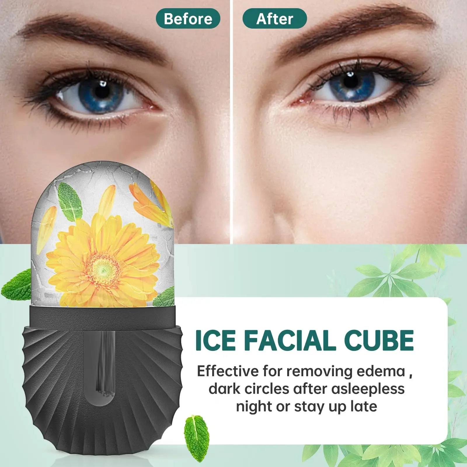 Rodillo de hielo para cara y ojos, belleza Facial, reafirmante, rodillo de hielo refrescante para la piel, molde de silicona para cubitos de hielo, herramienta reutilizable para el cuidado de la piel Facial