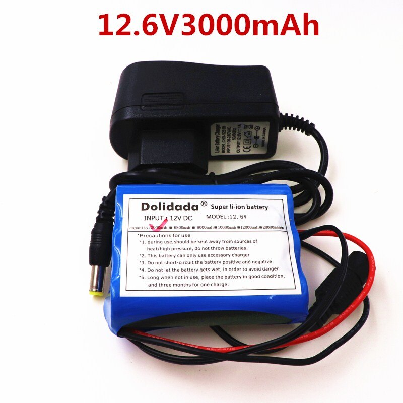 2022 12 V 3000 mAh 18650 Li-ion Rechargeable battery Pack for CCTV Camera 3A Batteries+ 12.6V 1A Charger+Free shopping