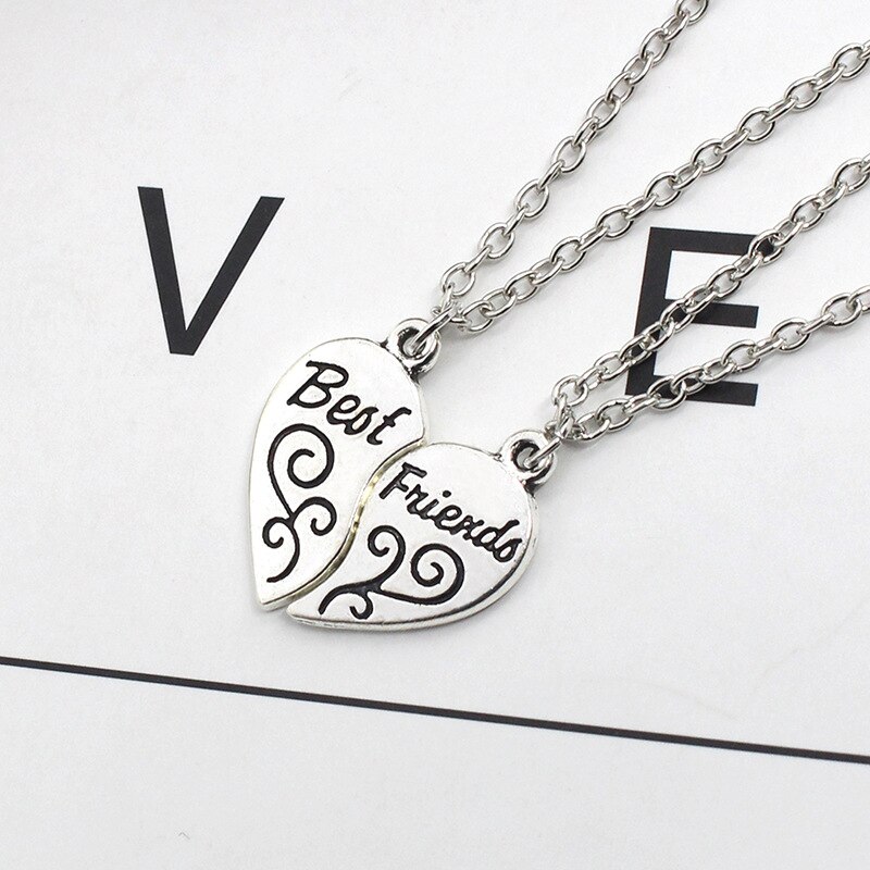 Beste Vrienden Stiksels Letters Hanger Ketting Hart Vorm Charm Vrouwen Mannen Sieraden Ketting