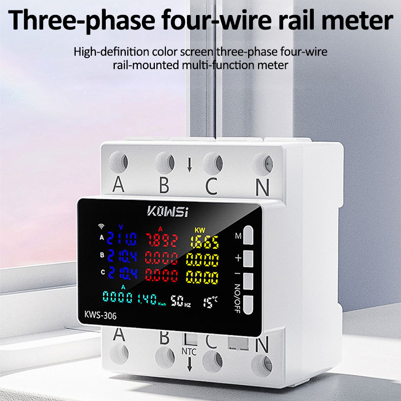 TUYA Wifi Power Energy Meter AC Monitor AC 85-290V 80A 3 Phase 4-wire DIN Rail Over Under Voltage Protector Electricity Meter