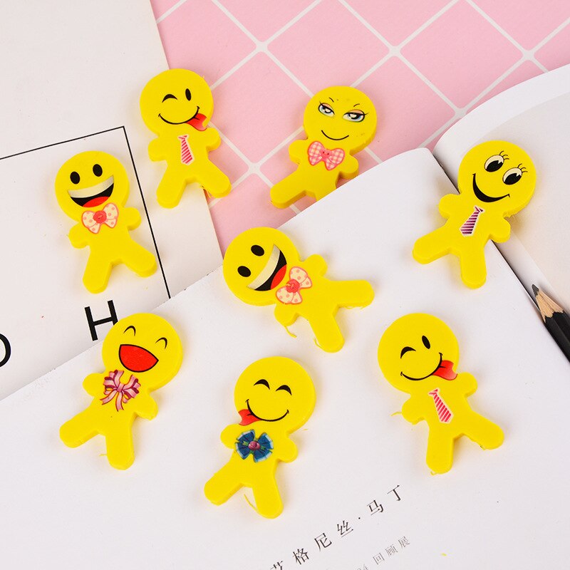 Leuke Smiley Emoticon Humanoïde Gum Student Creatieve Gum * 2 Stuks