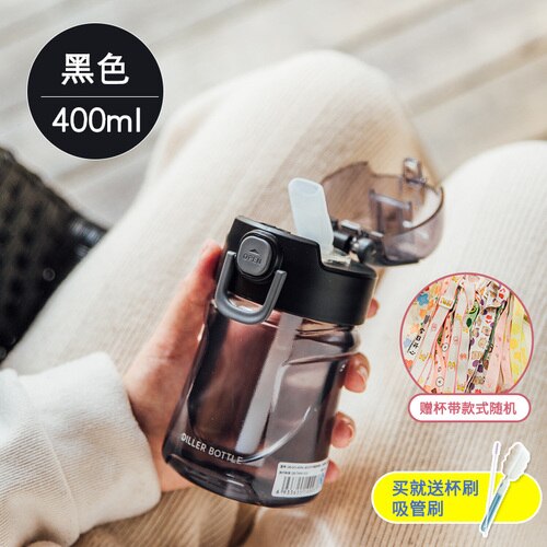 Transparent enkel vattenflaska kawaii söt snygg liten bärbar vattenflaska miljövänlig utomhus frasco drinkware  ab50wb: A 400ml