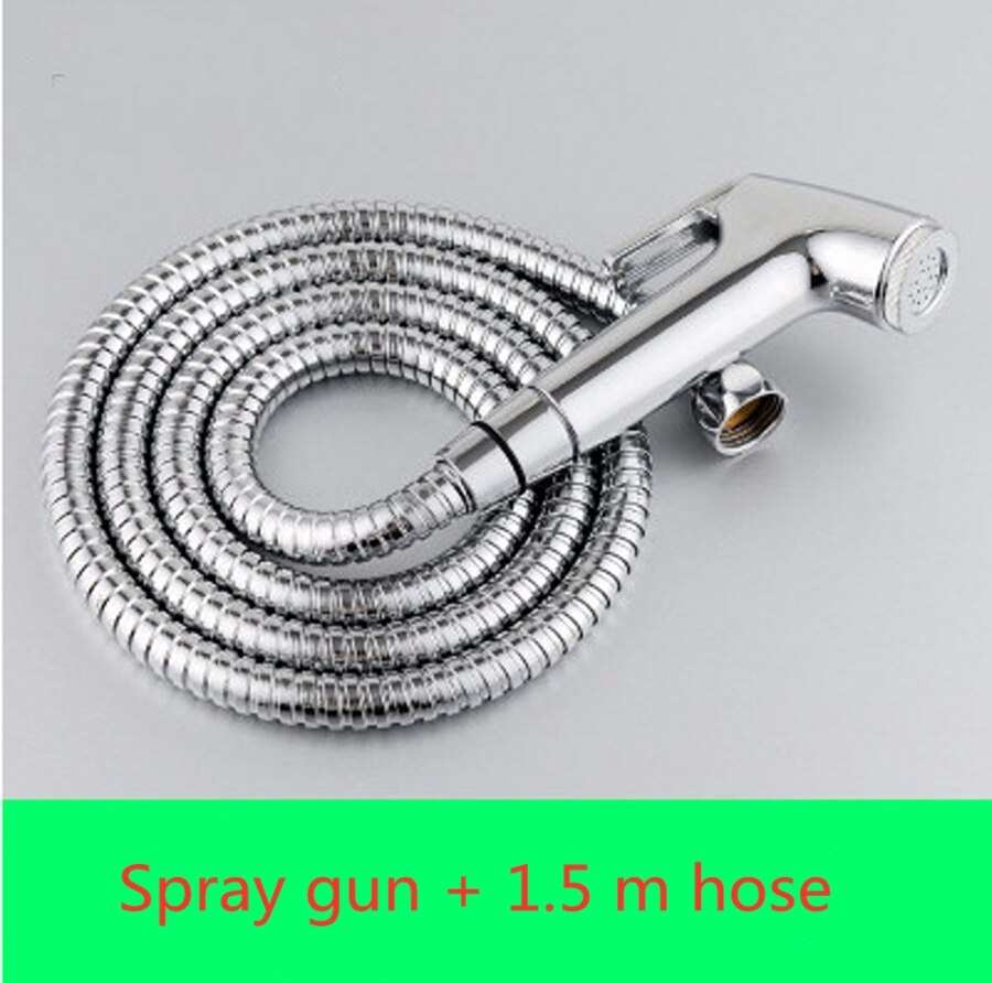 Multifunktionale wc hand bidet wasserhahn bad bidet dusche sprayer messing T adapter 1,5 m schlauch tank süchtig halter einfach installieren: Nozzle and 1.5m hose