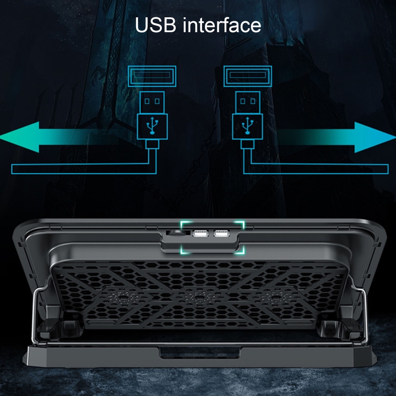 Gaming Laptop Cooler Fan 5 Heights Adjustable Notebook Cooling Base USB Powered with 6 Quiet LED Fans for 11-18inch