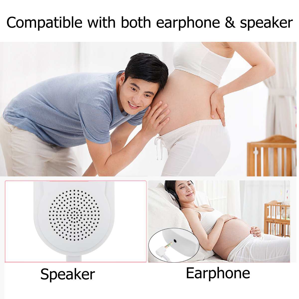 Doppler fosterpulsmätare hem graviditet baby & fosterljud hjärtfrekvensdetektor lcd-skärm ingen strålning 2 mhz