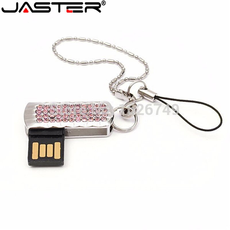 JASTER metallo diamante di Cristallo USB flash drive pen drive 8GB 16GB 32GB 64GB di memoria Dei Monili del bastone catena chiave speciale regali amante