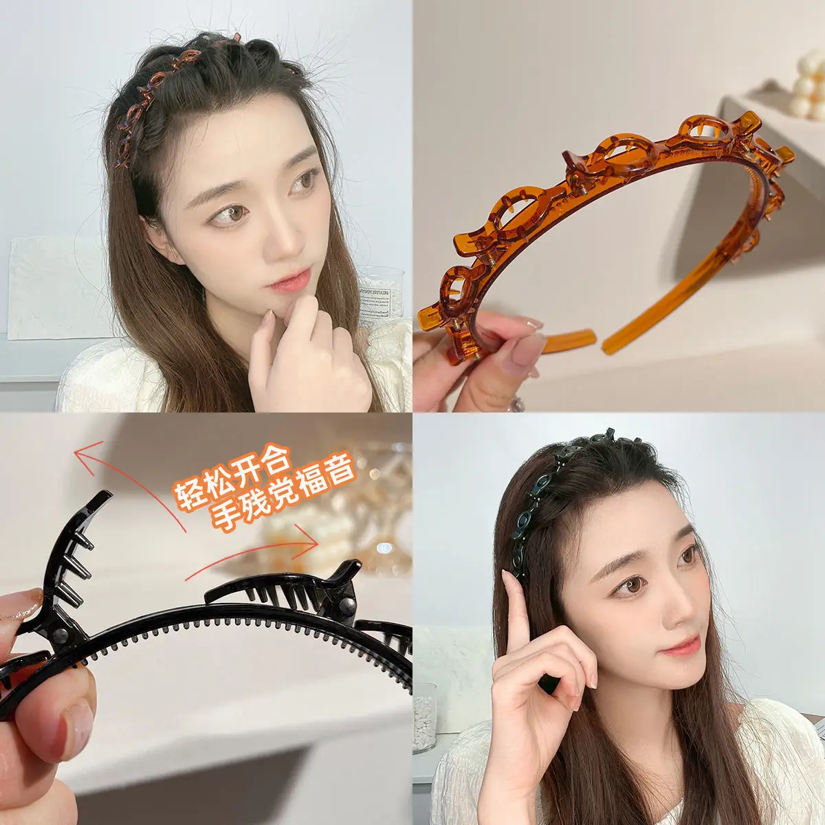 Double Bangs Hairstyle Hoop pour femmes, Twist Tresse Front Hairclips, Médiateur pin, Hoop, Sauna Band, Sauna Wear,
