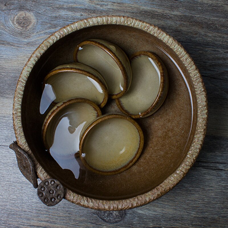 Grand bol de poterie chinois Vintage pour service à thé, tasse de thé Kong Fu en céramique, lavage du stylo, Lotus, ustensiles de cérémonie, accessoires