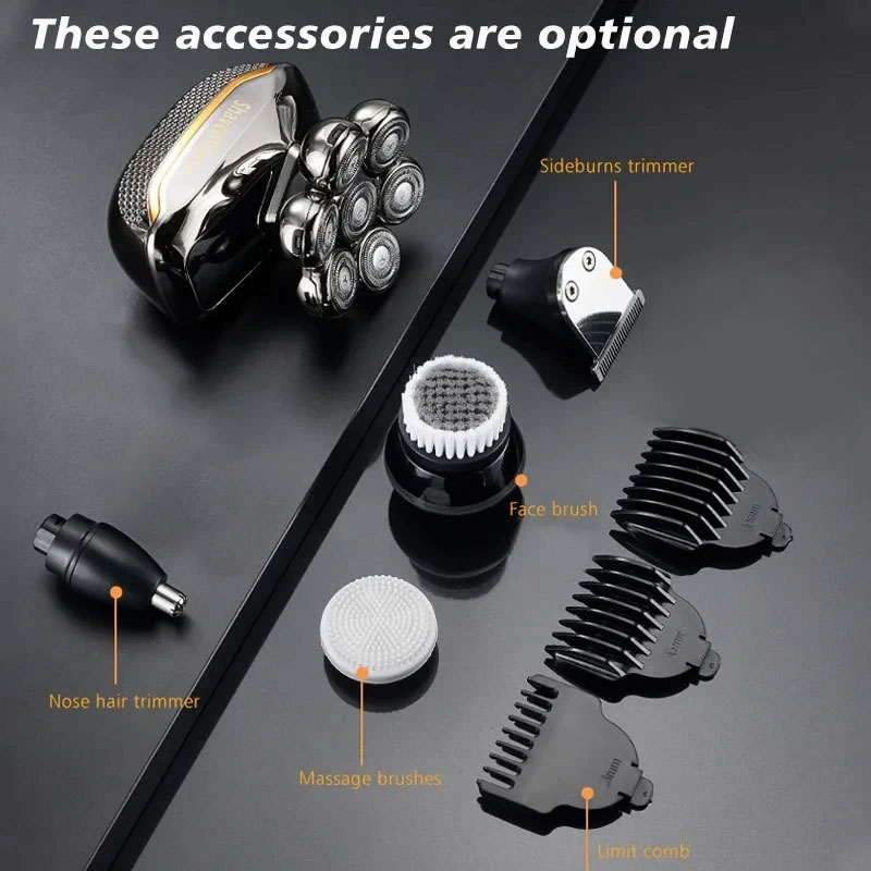7D-Kopfrasierer für Männer, 5-in-1, elektrischer Herren-Kopfrasierer für Glatze, nass und trocken, wasserdichter Glatzenrasierer, Elektrorasierer für Männer