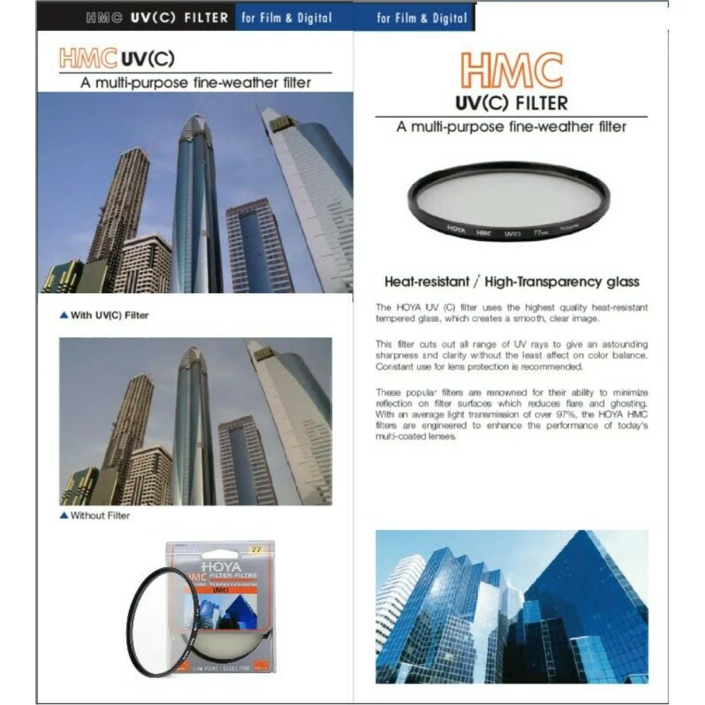 HOYA HMC UV(c) filtre 49mm 52mm 55mm 58mm 62mm 67mm 72mm 77mm 82mm cadre mince numérique multi-enduit Anti-éblouissement filtres de lumière bleue
