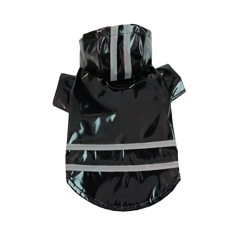 Dog PU Raincoat Outdoor Puppy Pet Rain Coat Waterproof Jackets Overall For Small Dogs Cats Pets Yorkies Chihuahua Teddy Clothes: black / L