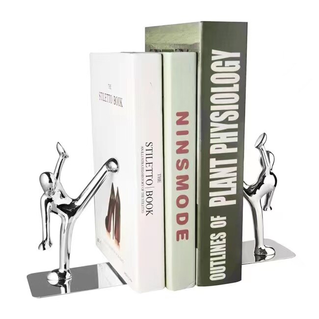Kicking type book end Metallic European Book stand Book holder: Silver