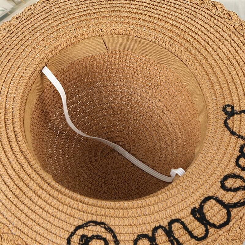 Chapeau de soleil pour enfants, chapeau de soleil pour enfants, mignon, chapeau avec nœud, en paille, fait à la main, pour femmes, chapeau de plage à grand bord, pour filles, décontracté