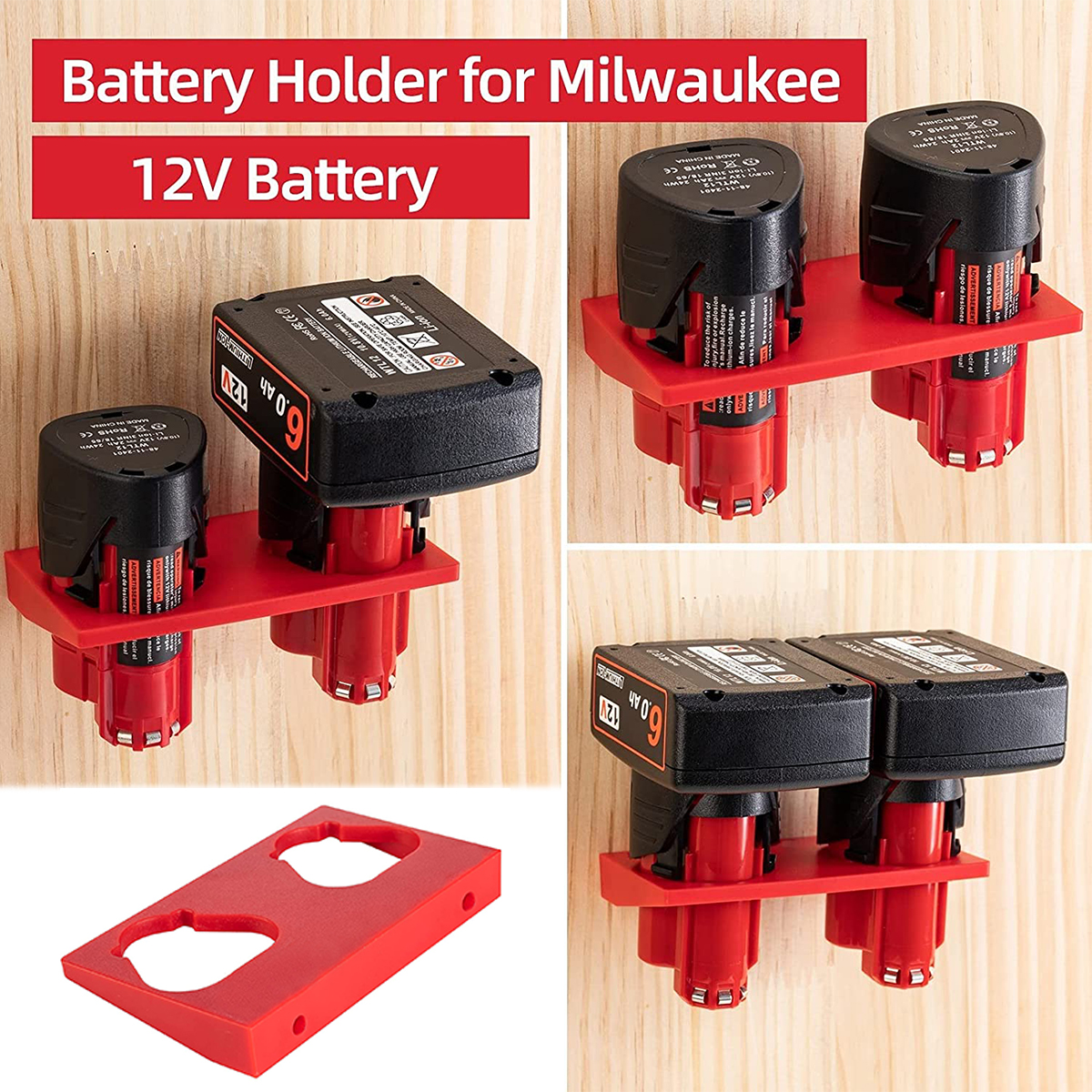 Support de batterie pour batterie Milwaukee 12V, support de station d'accueil mural adapté pour batterie 48-11-2401 48-11-2402 48-11-2410 48-11-2411