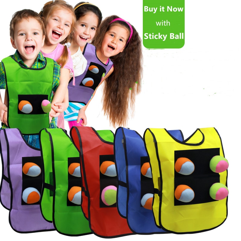 1 squadra Giochi Shirt con 3 Sfera Appiccicosa Giochi All'aperto Per Bambini Genitori Giocattoli di Sport Per I Bambini Dodge Sport con la Palla Giocattolo la cooperazione Gioco