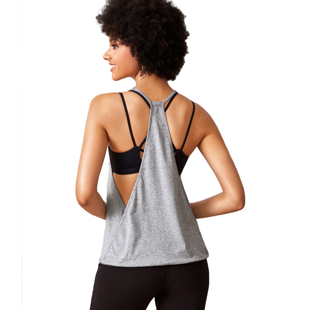 Vrouwen Naadloze Sneldrogende Yoga Gym Crop Top Ochtend Running Training Top Vrouwen Effen Kleur Losse Schoonheid backsleevelessvest: Grey / M