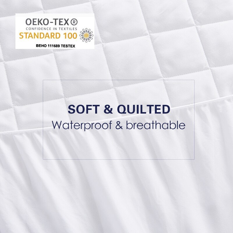 Quilted Waterproof Mattress Cover Brushed Fabric Anti-mite Breathable Knitted Bed Protection Pad Mattress Protector