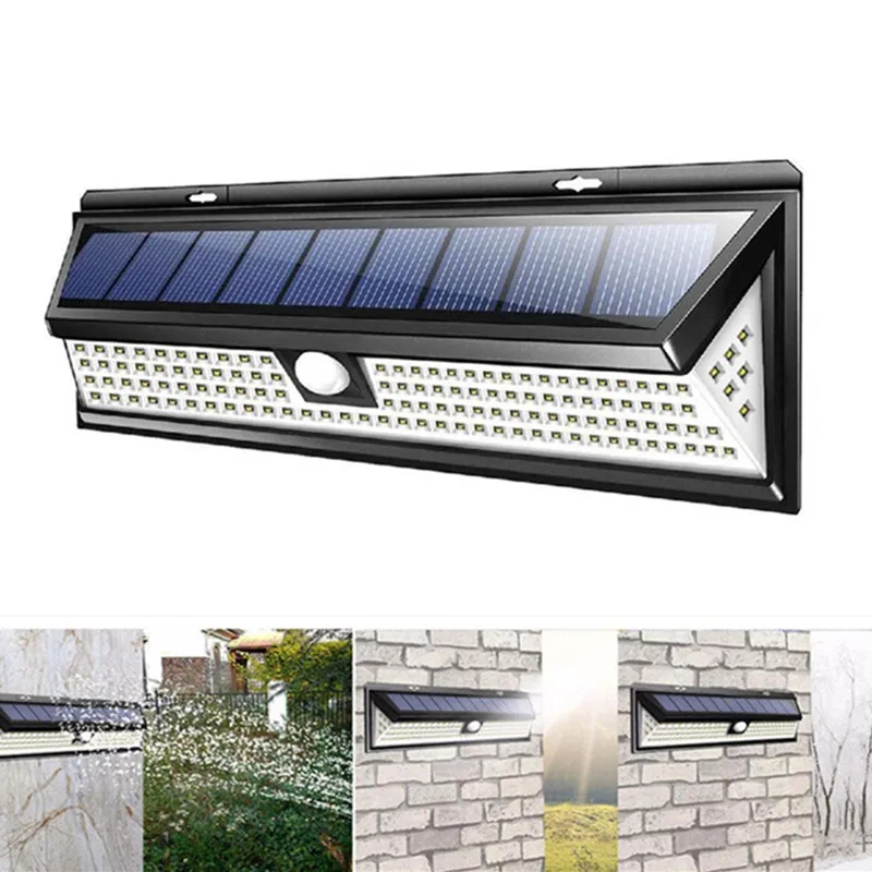118 ledet sollys pir bevegelsessensor utendørs 3 modi sol vegglampe  ip65 vanntett energisparende sikkerhet hage lys