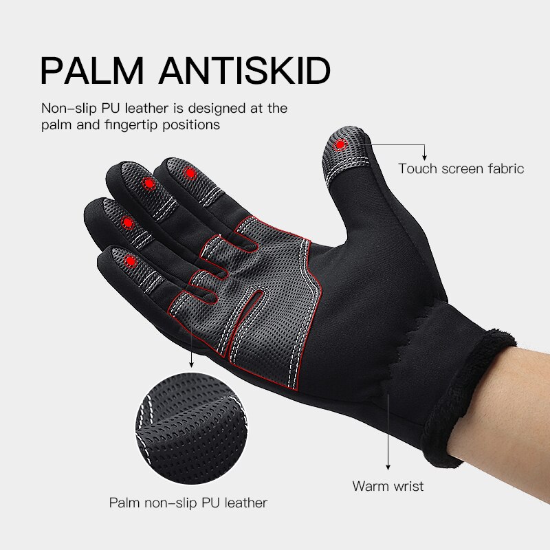 Heren winterhandschoenen herfst winter warm touchscreen winddicht volledige vinger fiets handschoen ski handschoenen
