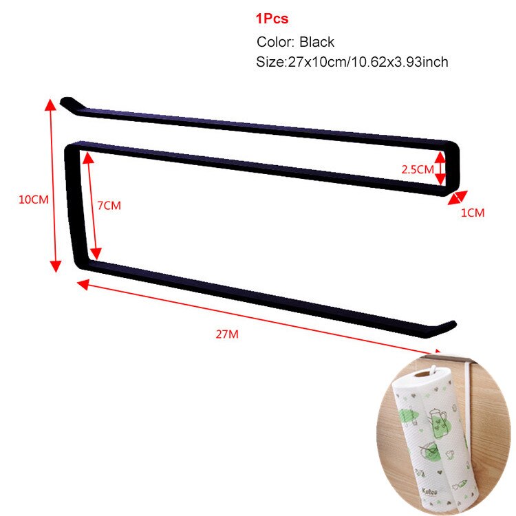 Suporte de toalha de papel ganchos cozinha organizador de armazenamento gadget conjunto ferramentas gabinete utensílio coisas acessórios suprimentos: Black B