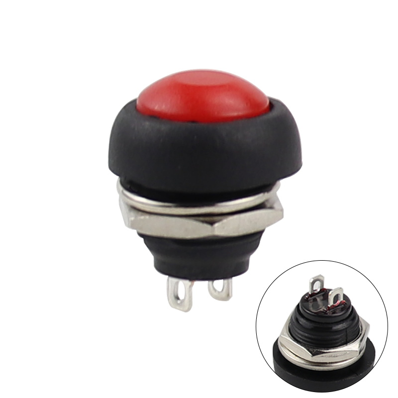7Pcs PBS-33b 2Pin Mini Switch 12mm 12V 1A Waterproof momentary Push button Switch since the reset Non-locking: Rood