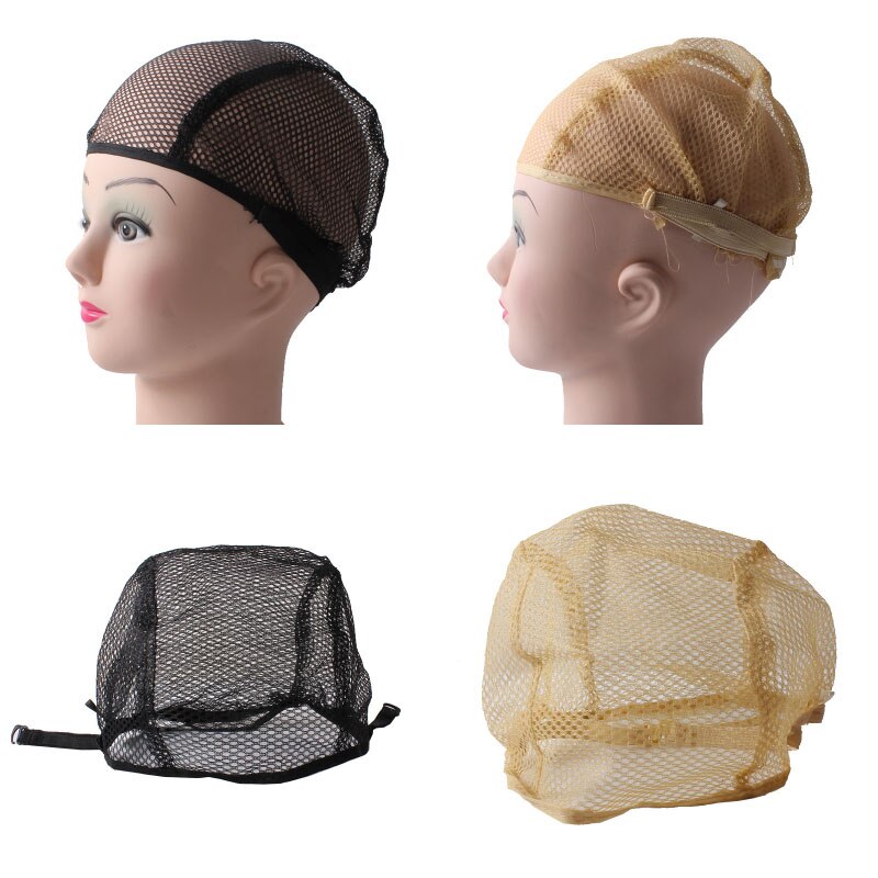 Gorro de red de nailon para hacer pelucas, con correa de red elástica ajustable en la parte trasera, para pelucas de encaje, negro, Rubio, dos colores, 10 Uds.
