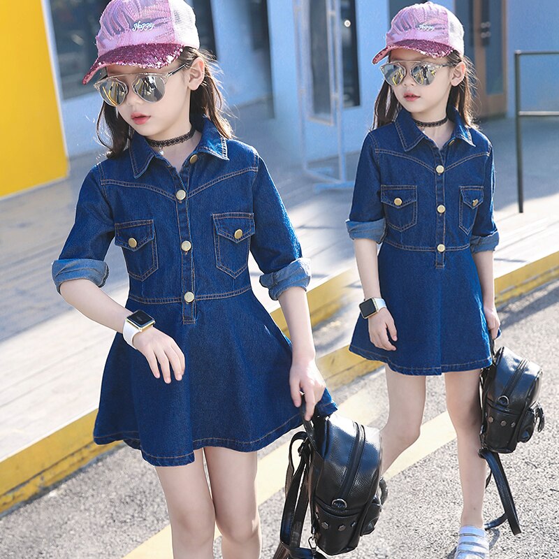 Meisjes Jurken Lange Mouw Herfst Prinses Jurk Kind Kleding Gewaad Enfant Denim Vestido Menina Infantil Kleding