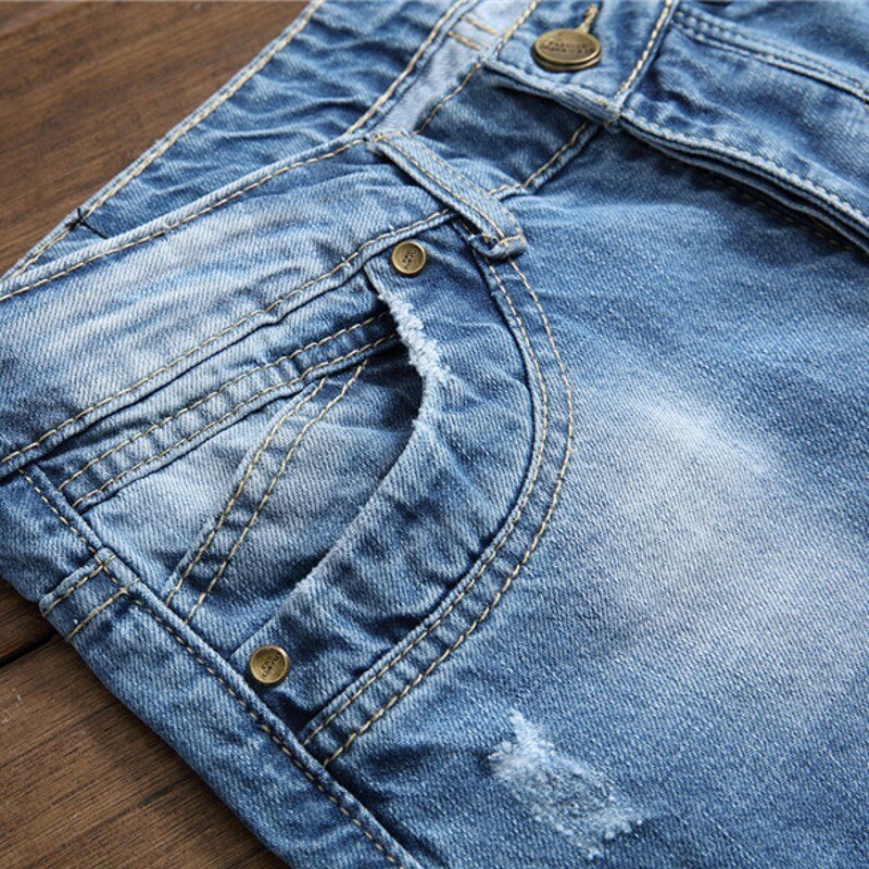 Lente Mode Mannen Jeans Gat Gescheurde Straight Slim Fit Streetwear Broek Voor Man Casual Cowboy Broek Voor mannelijke