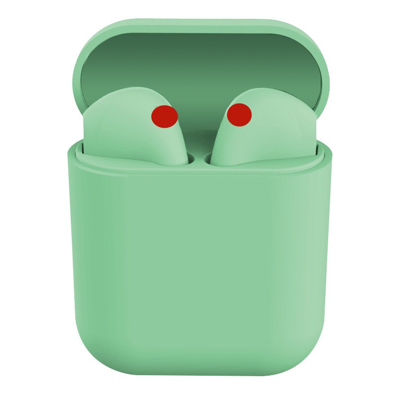 TWS airpods Senza Fili Bluetooth 5.0 Auricolare TWS i12 11 9s 7S Macaron Auricolari Con Il Mic di Ricarica Scatola Auricolare cuffie senza fili: Green-i12 TWS