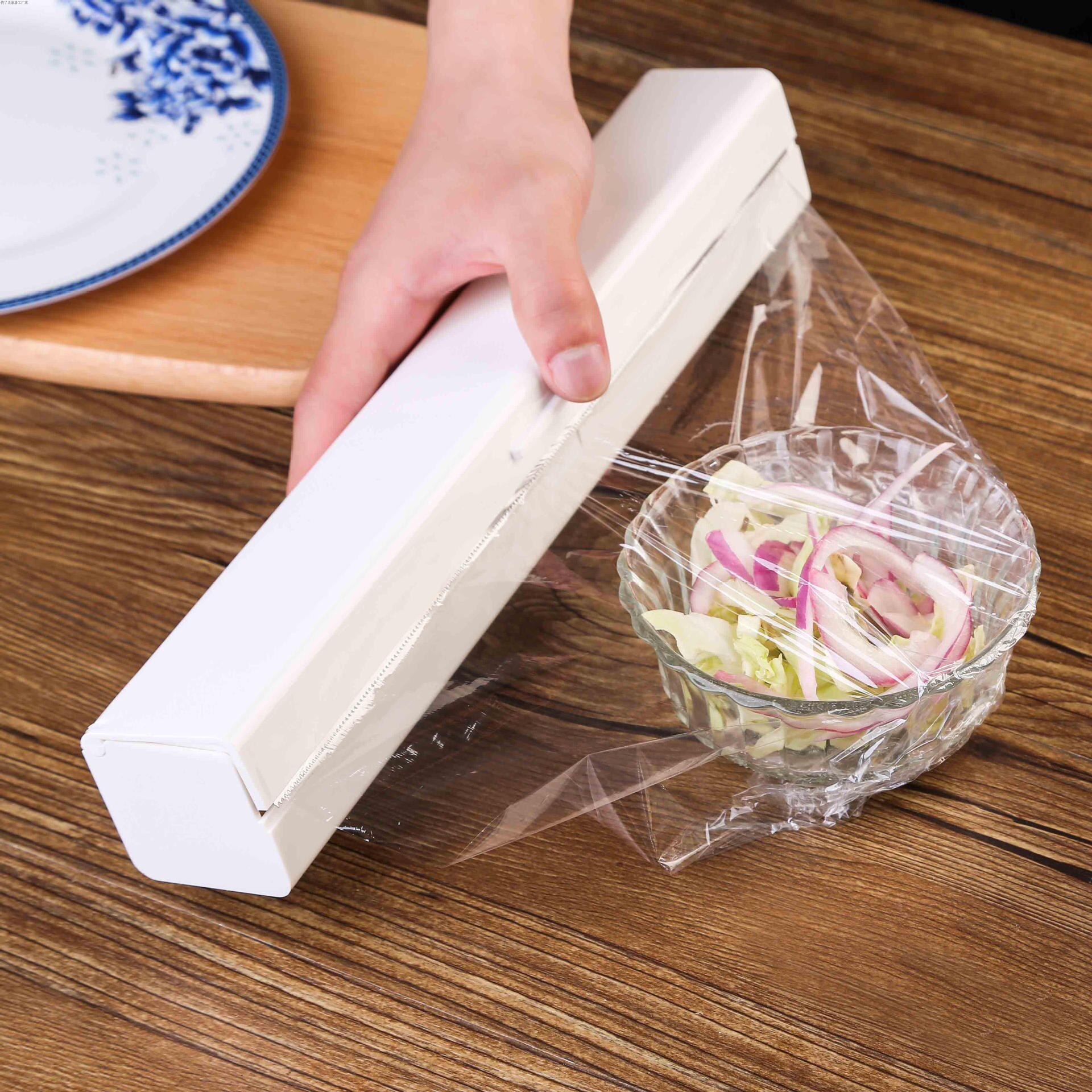 Papel de aluminio de cocina y Film transparente dispensador envoltura de plástico soporte plástico de almacenamiento de dispensadores de 3 colores
