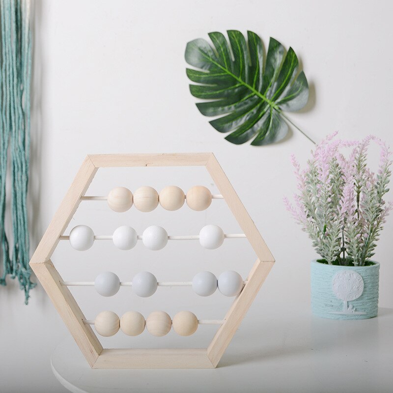 Ábaco de madera Natural de estilo nórdico con cuentas para bebé, juguetes educativos de aprendizaje temprano para bebé, decoración de habitación de bebé de estilo escandinavo