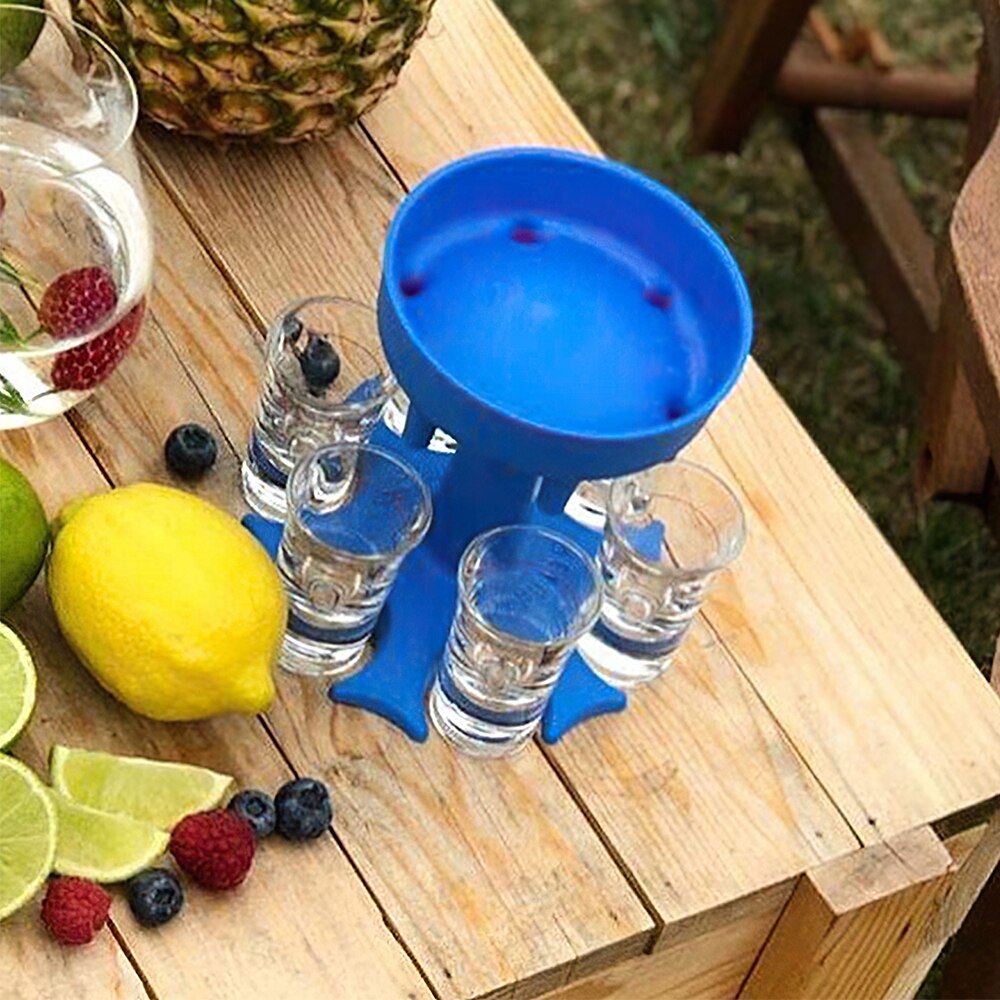 Portable 6 Shot Glass Dispenser Holder Fast Wine Glass Dispenser Beer Dispenser Caddy Liquor Dispenser Party Bar Accessory