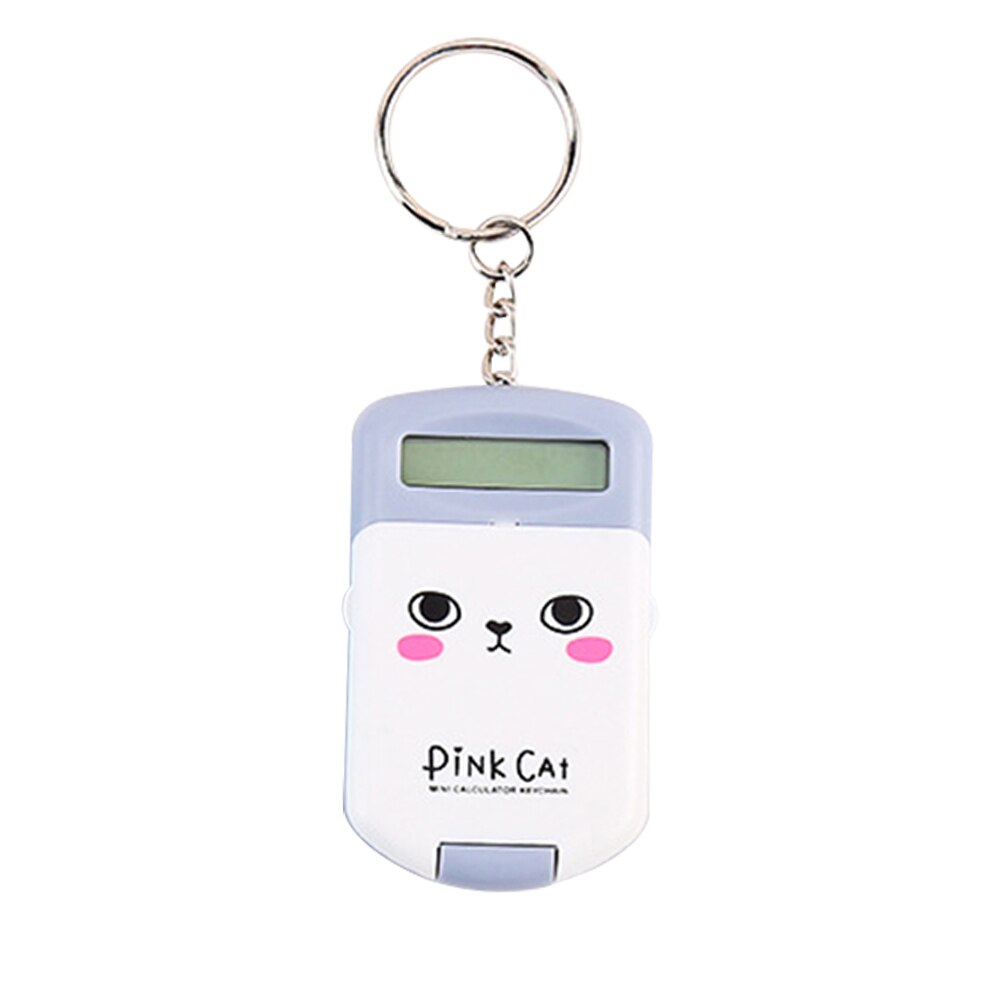Mini Calculator Cute Cartoon with Keychain 8 Digits Display Portable Pocket Size Calculator for Children School Supplies