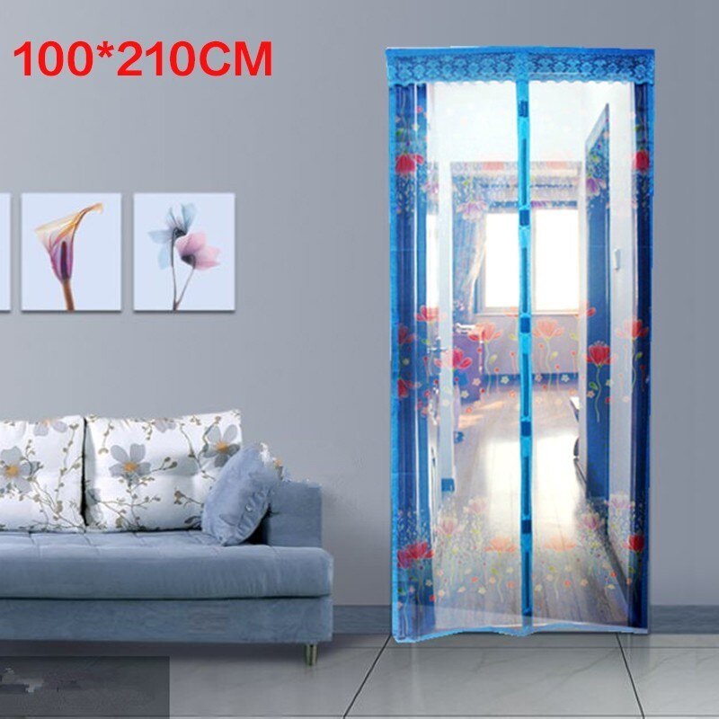 Magneettiraita kesä hyttysverhot salaus hyttysverkko kuviolla oven magneeteissa: Sininen / 100 x 210cm