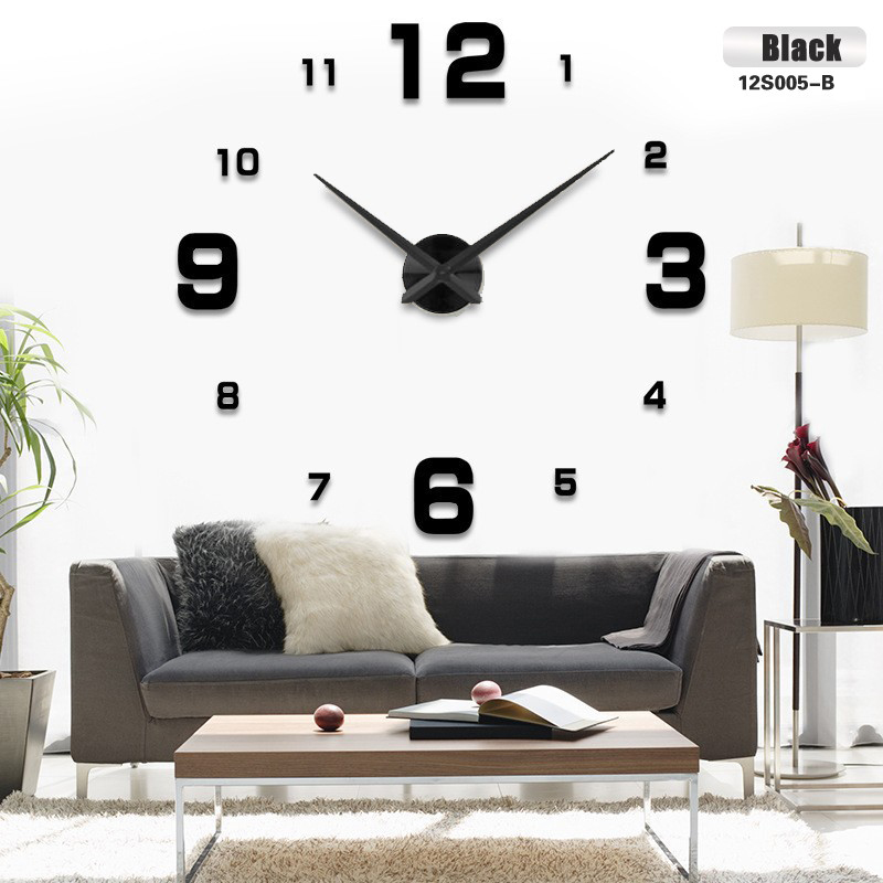 Horloge murale miroir de grande taille | Autocollant 3D, décoration de la maison, grande horloge murale, pour salle de meetting,