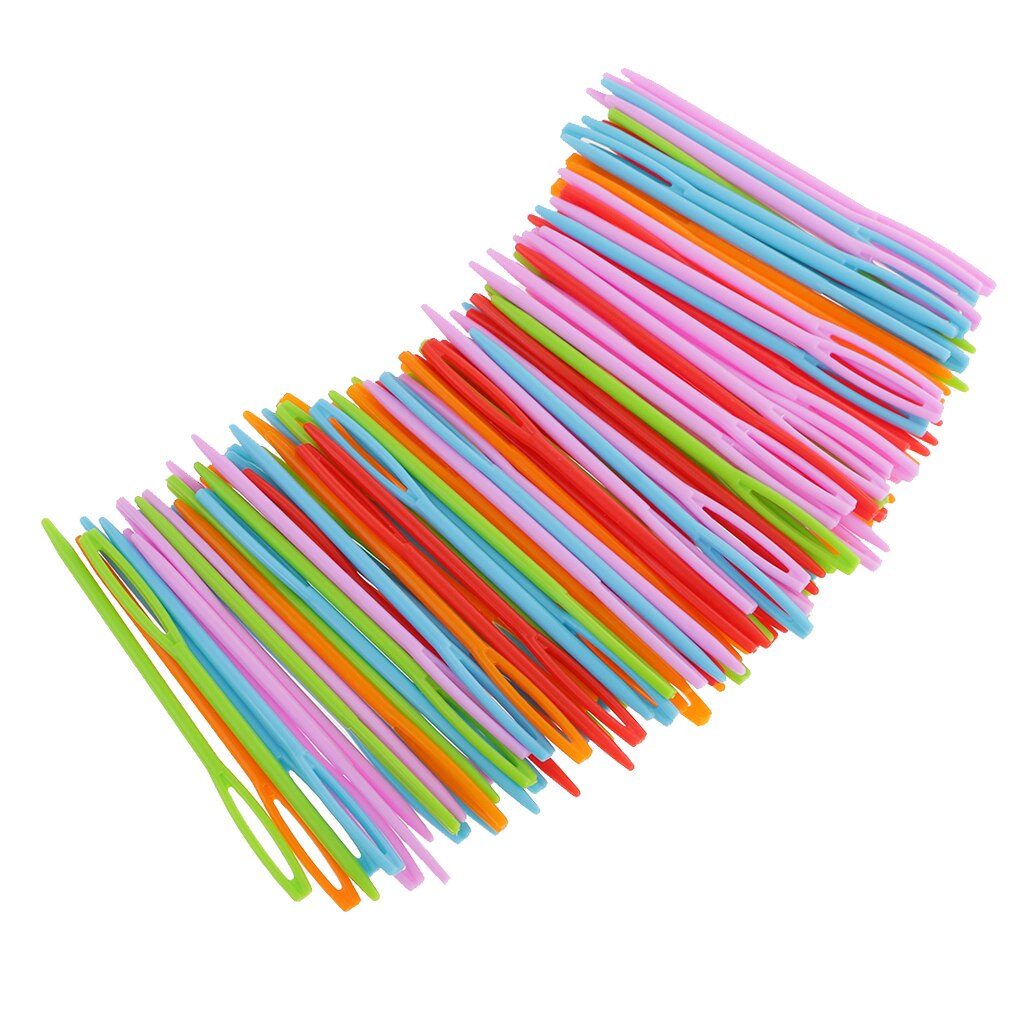 100 Stuks Plastic Stopnaald Threading Weven Naalden Voor Kids Craft 7 Cm
