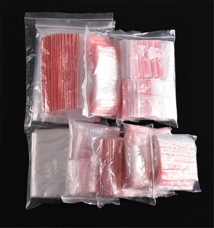 9 Size 100Pcs/Bags Zip Zipped Lock Reclosable Plastic Poly Clear Bags FC