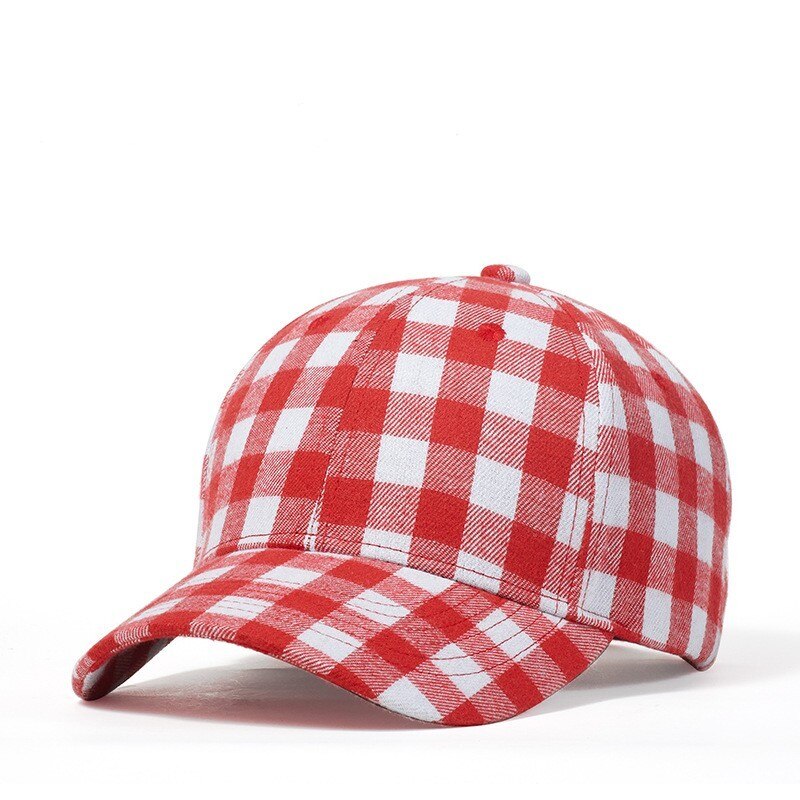 Casual Plaid Print Baseball Cap Soft Cotton Blend Checked Print Outdoor Hat Cap Adjustable Snapback Baseball Cap: C04