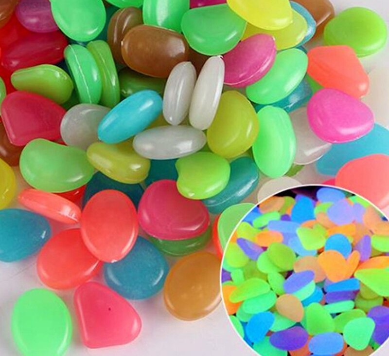 100pcs Luminous Stone Fluorescent Gravel Pebbles Aquarium Fish Tank Garden Decoration in the Dark Glowing Stones: 100pcs Colorful
