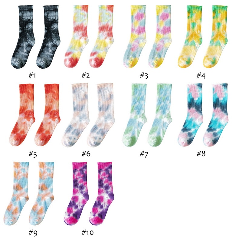 Cotton Skate Socks Men Women Sock Knee-high Funny Cycling Running Hiking Tie Dye Sox harajuku hip hop happy socks