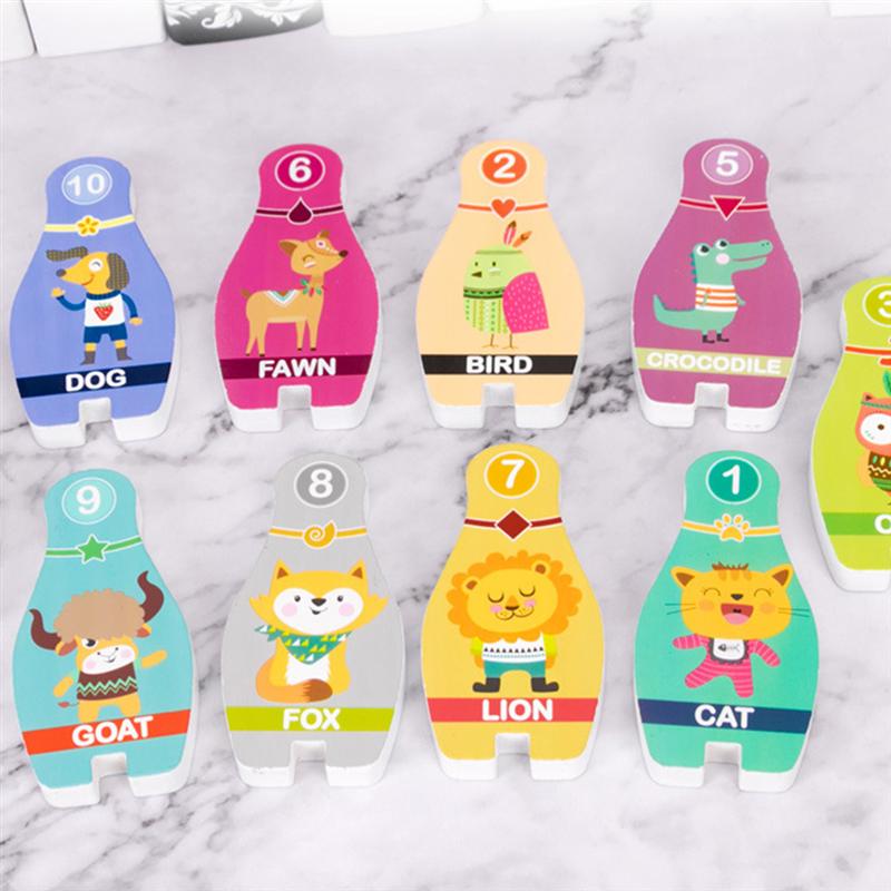 Cartoon Animal Wooden Bowling Game Toys Children Outdoor Indoor Sports Toys Leisure Parent-Child Table Game Toys